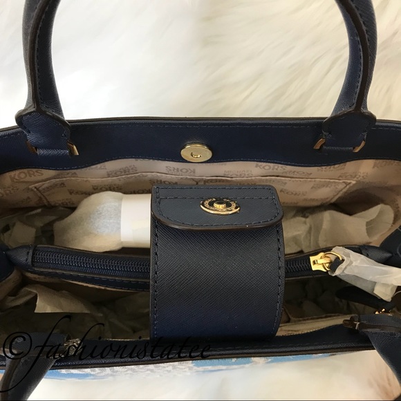 NWT Michael Kors Hailee Medium Satchel Navy Bag - Picture 6 of 7